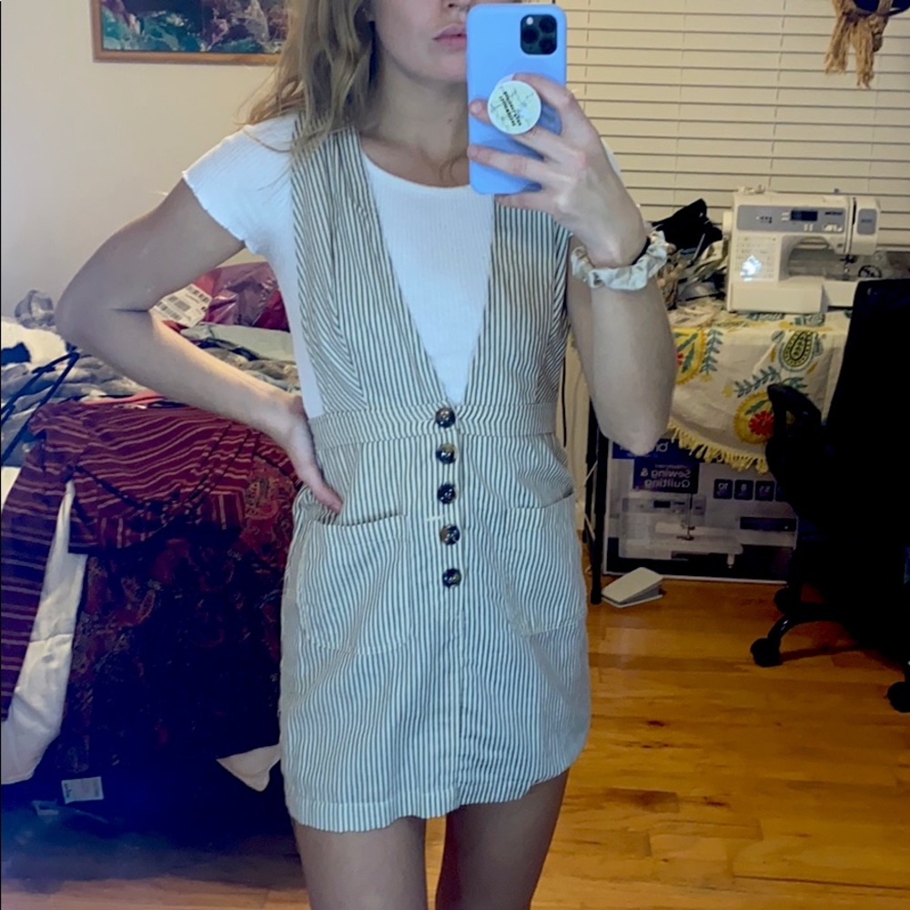 Striped overall dress